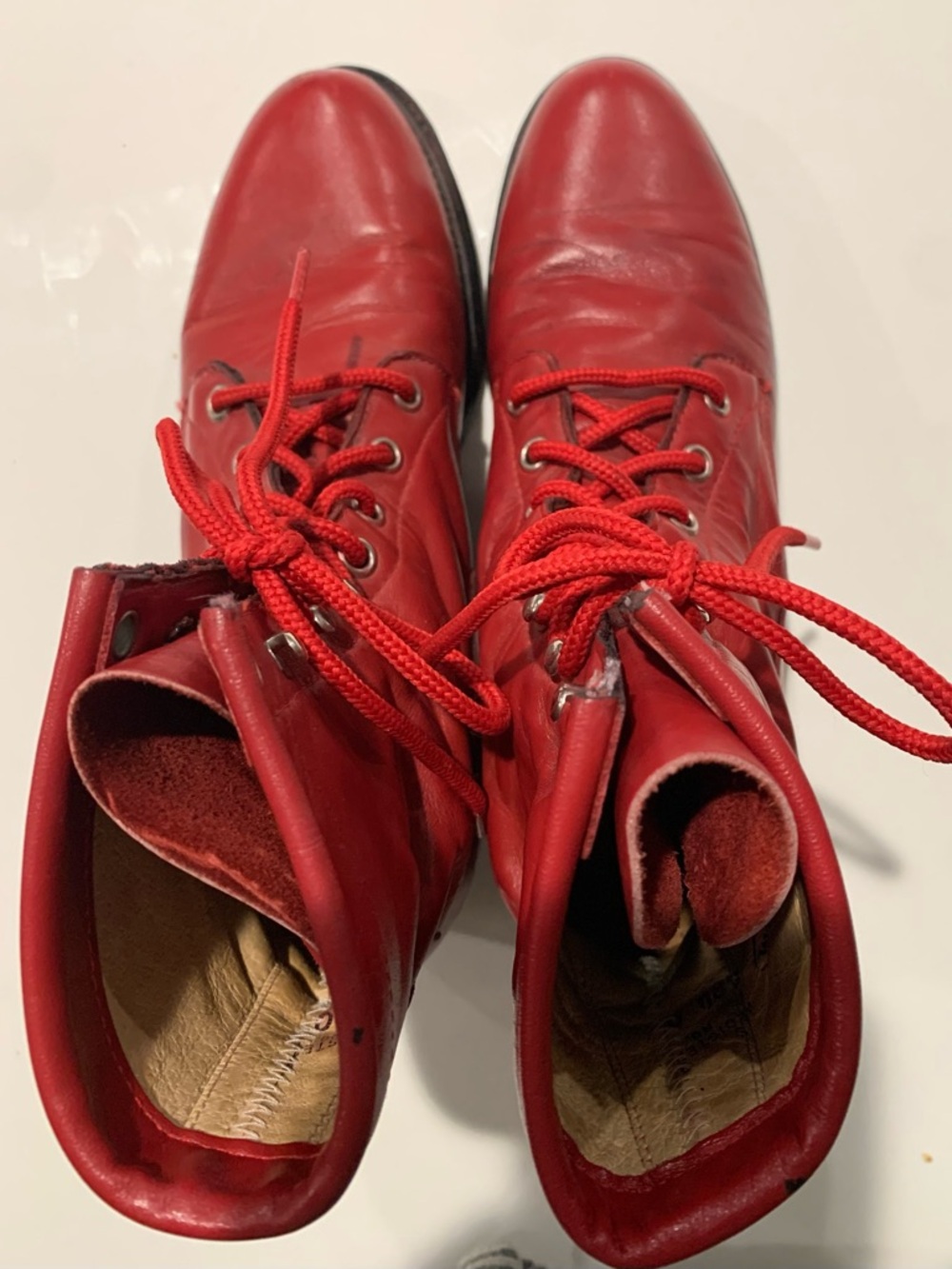 Justin Roper L503 Red Leather Western Lace-Up Boots, Vintage Granny, 6.5B - Picture 4 of 8